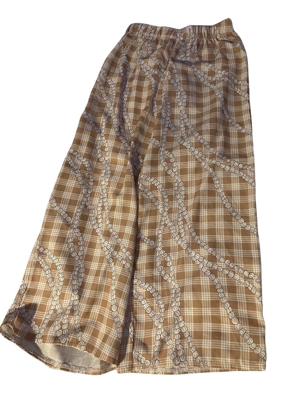 Beige Palaka Print Pants with Pakalana Lei